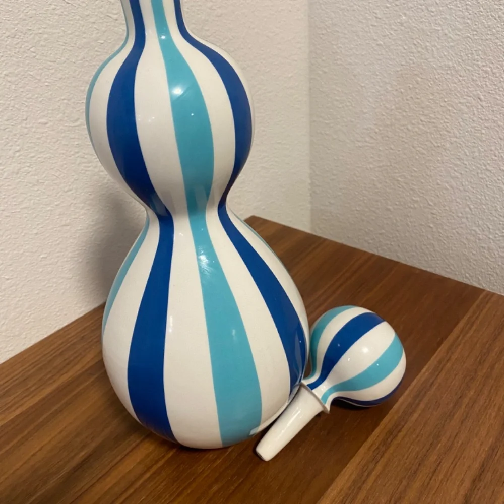 Jonathan Adler decanter vase  Blue turquoise stripe - Picture 5 of 9